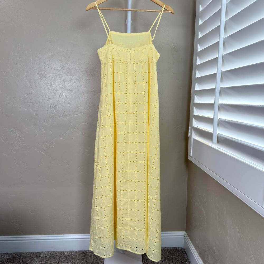 Commense Yellow Cotton Eyelet Maxi Dress XS Backless Adjustable Straps NWT - Picture 7 of 12